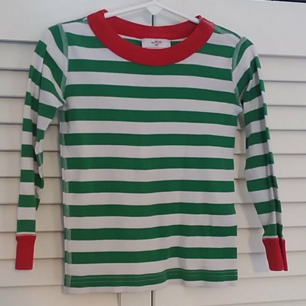 5 for $20! Hanna Andersson 90cm Green Red Striped PJ top